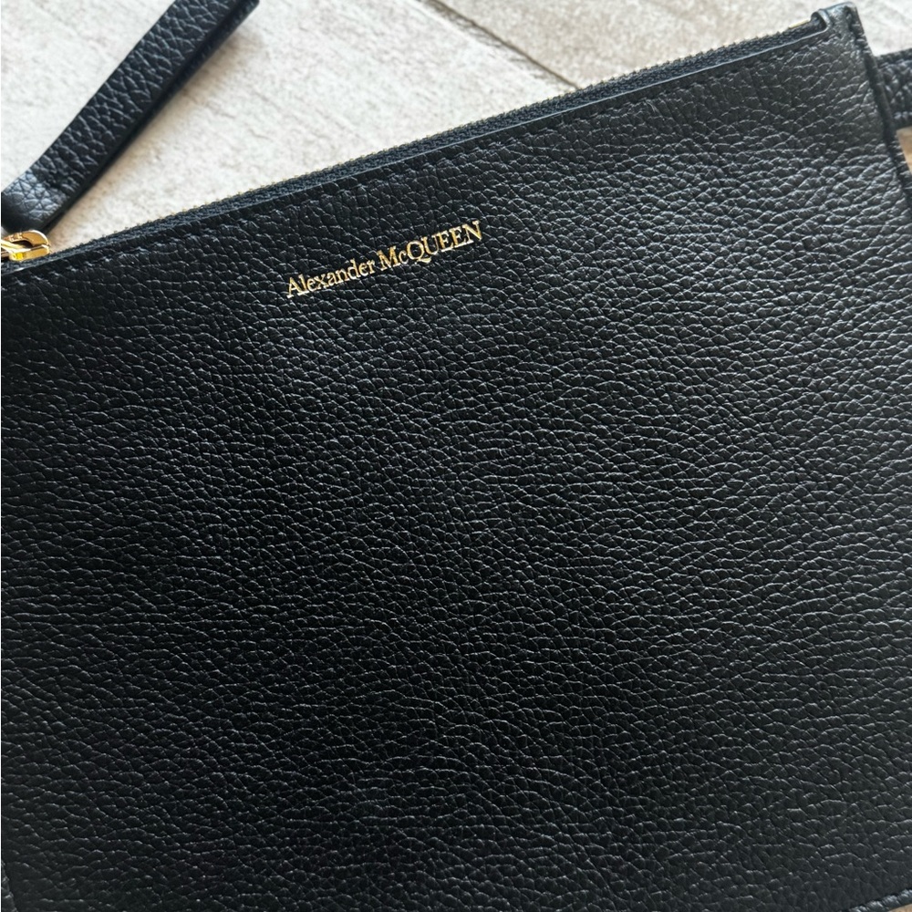 Alexander McQueen Black Leather Wristlet Bag